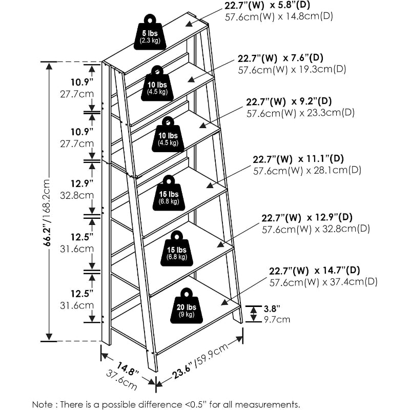 White 6-Tier Ladder Shelf