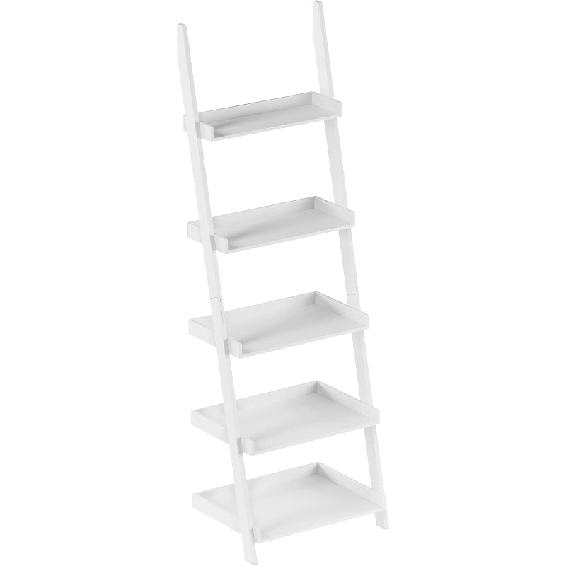 White 5-Tier Ladder Bookshelf