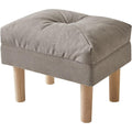Gray Padded Linen Wood‑Leg Foot Stool