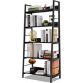 Black 5-Tier Industrial Ladder Bookshelf