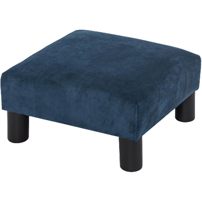 Navy Upholstered Square Fabric Foot Stool