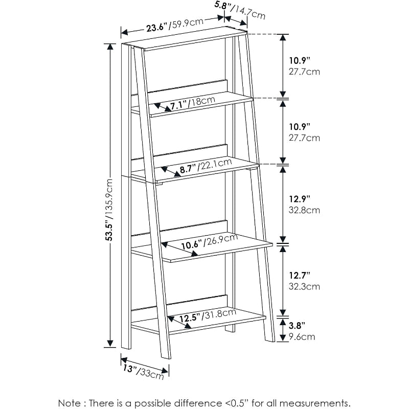 Grey Oak 5-Tier Ladder Shelf