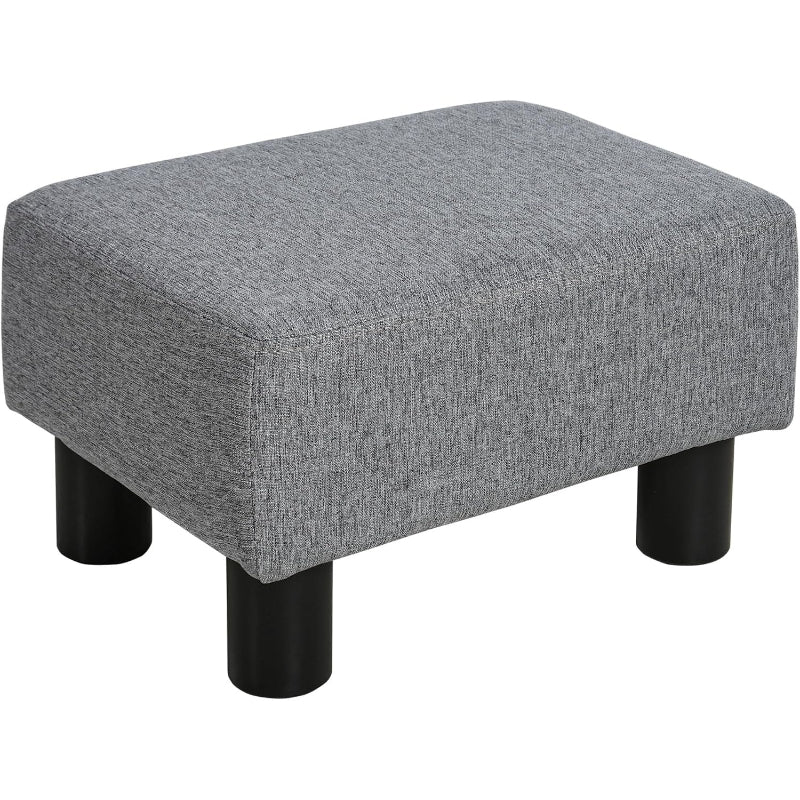 Gray Cube Linen Upholstered Foot Stool