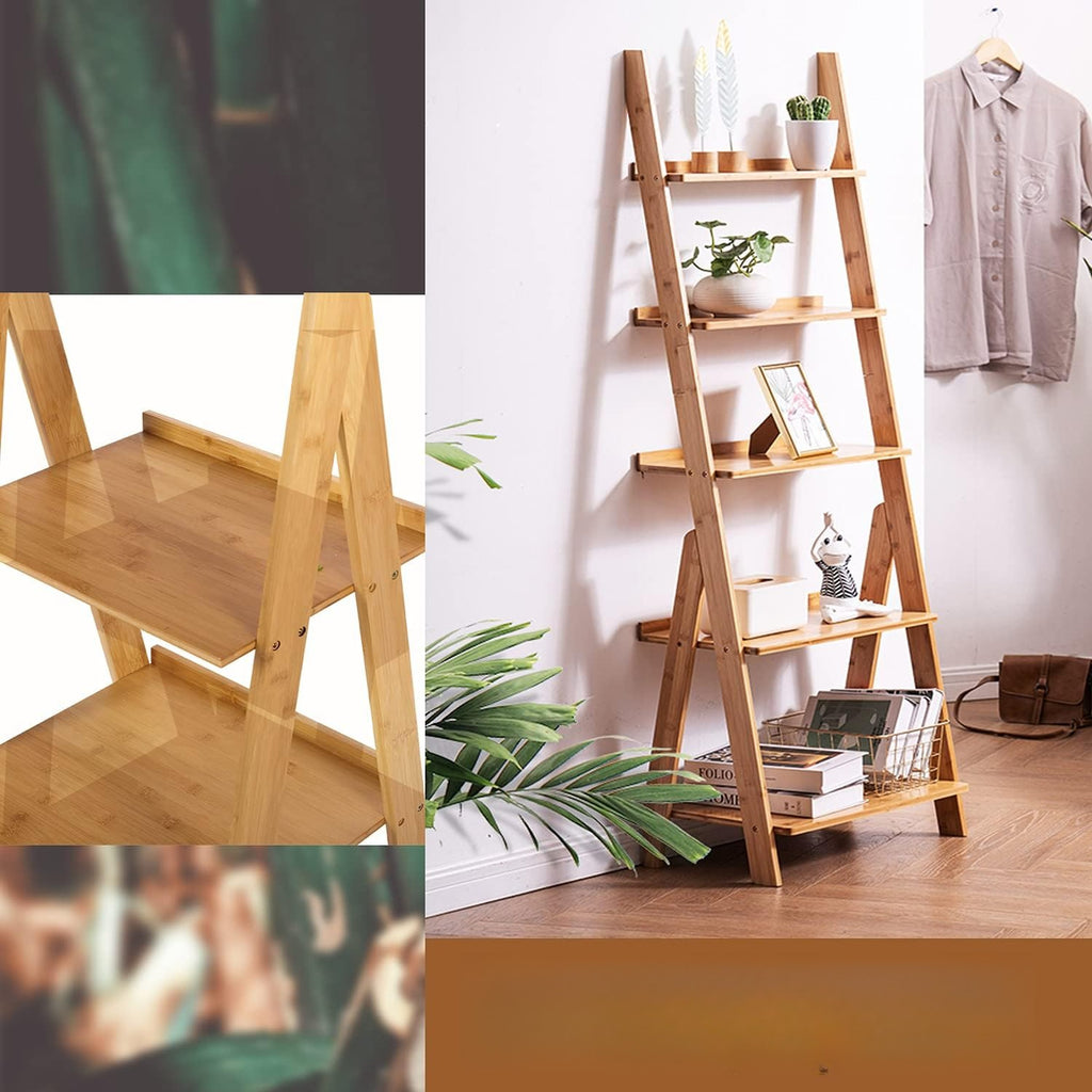 Corner 5-Tier Ladder Bookshelf