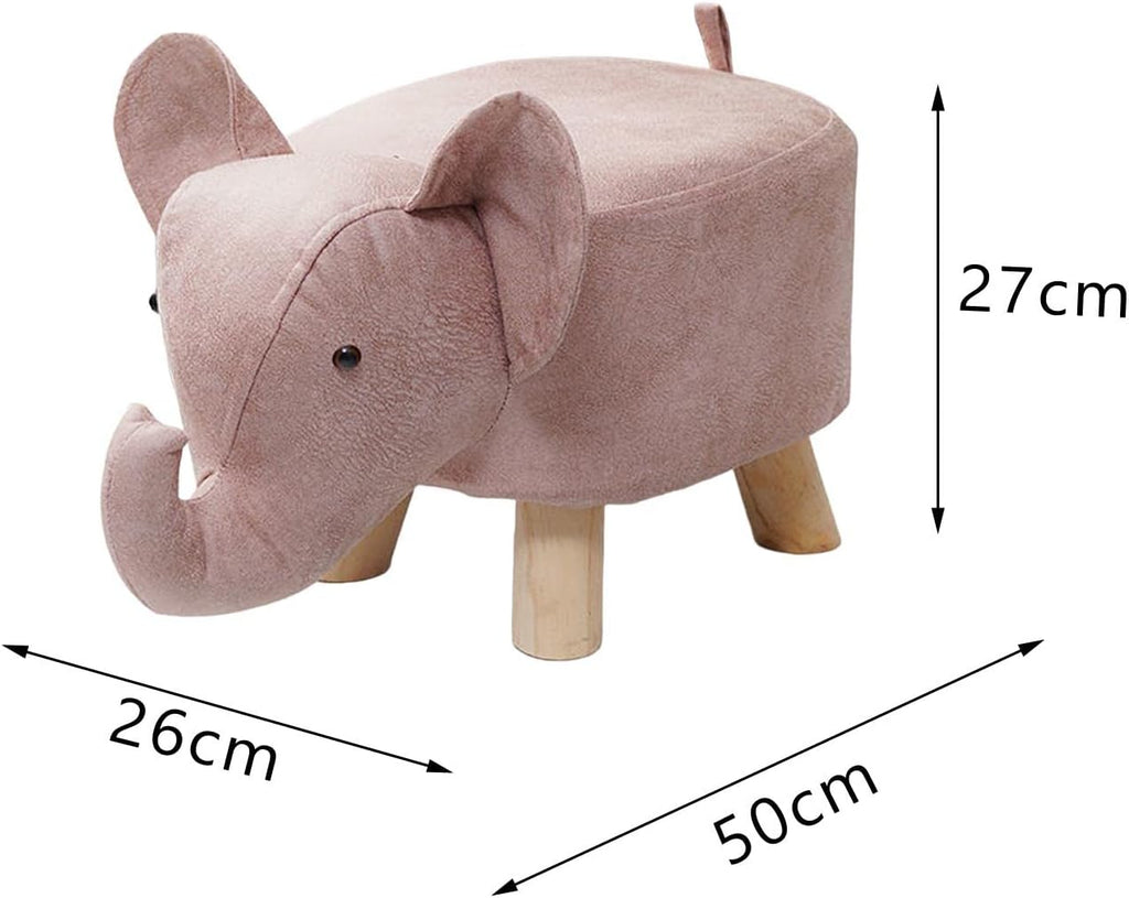 Pink Elephant Storage Wood Foot Stool Ottoman
