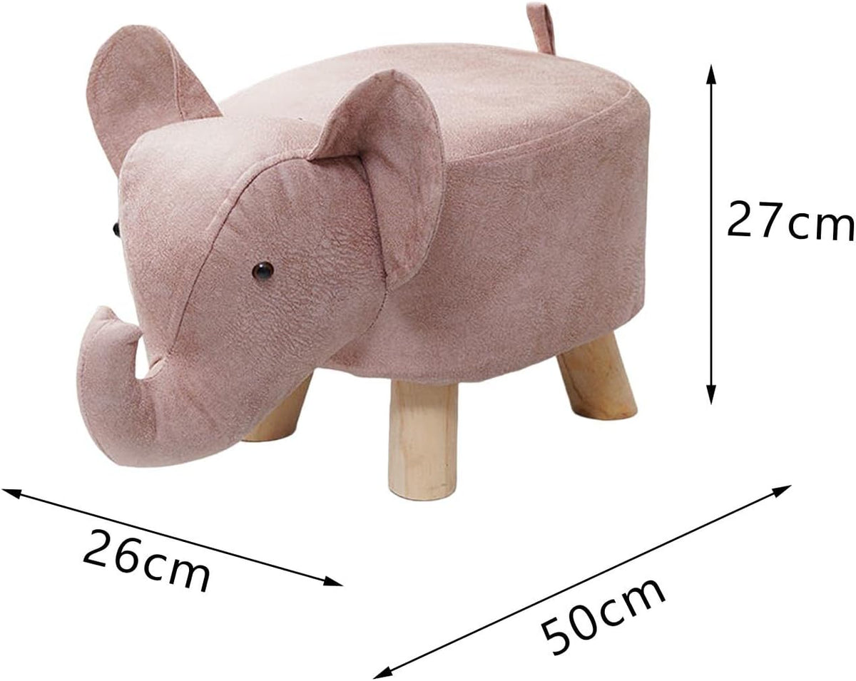 Pink Elephant Storage Wood Foot Stool Ottoman