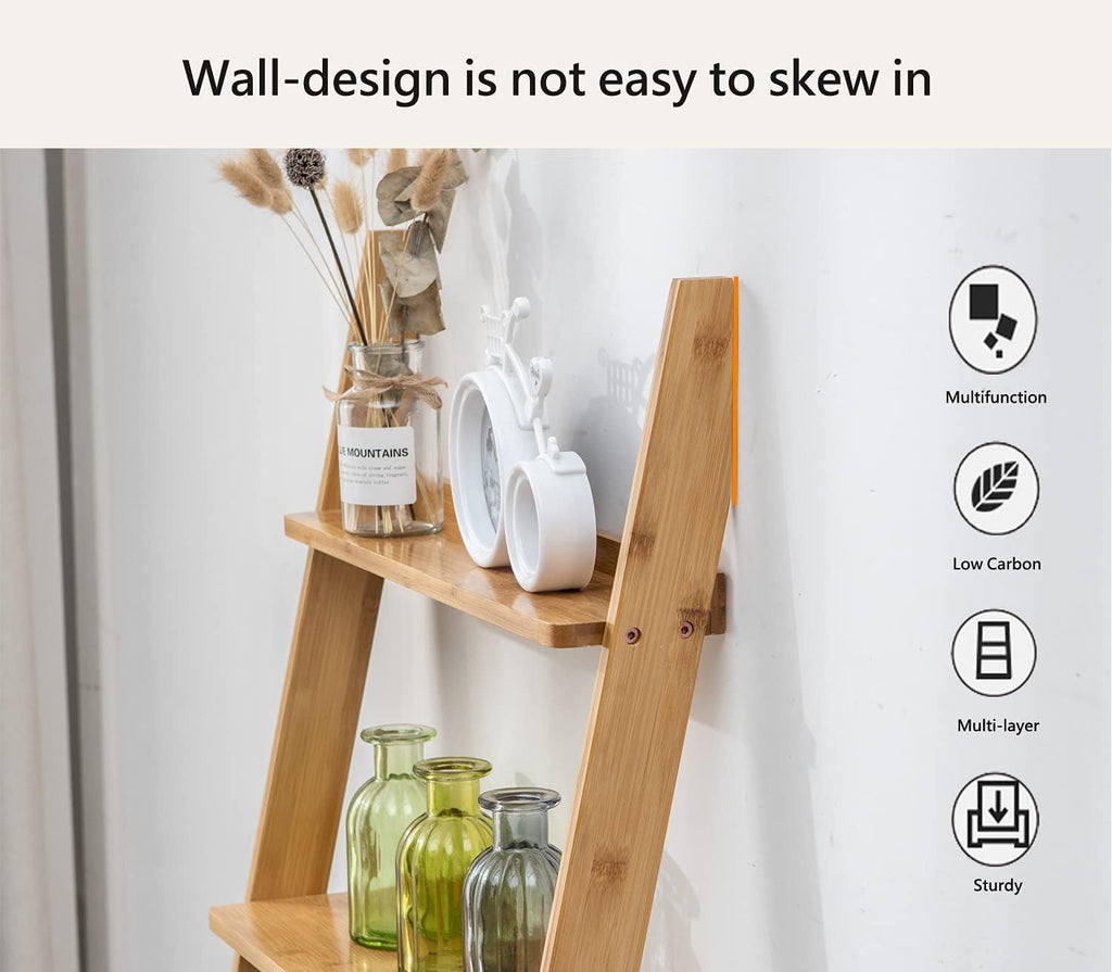 Natural 5-Tier Ladder Bookshelf