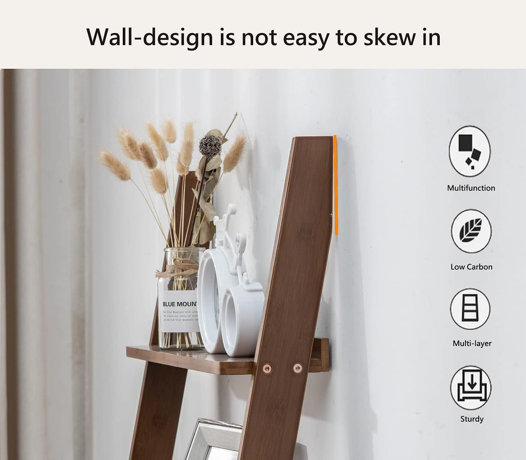 Brown 5-Tier Ladder Bookshelf