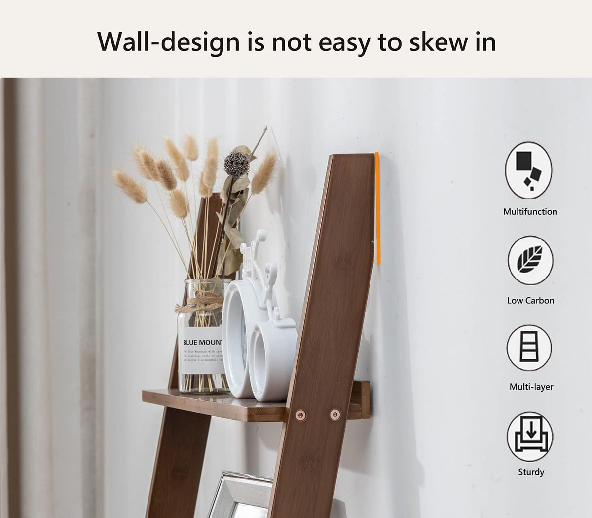 Brown 5-Tier Ladder Bookshelf