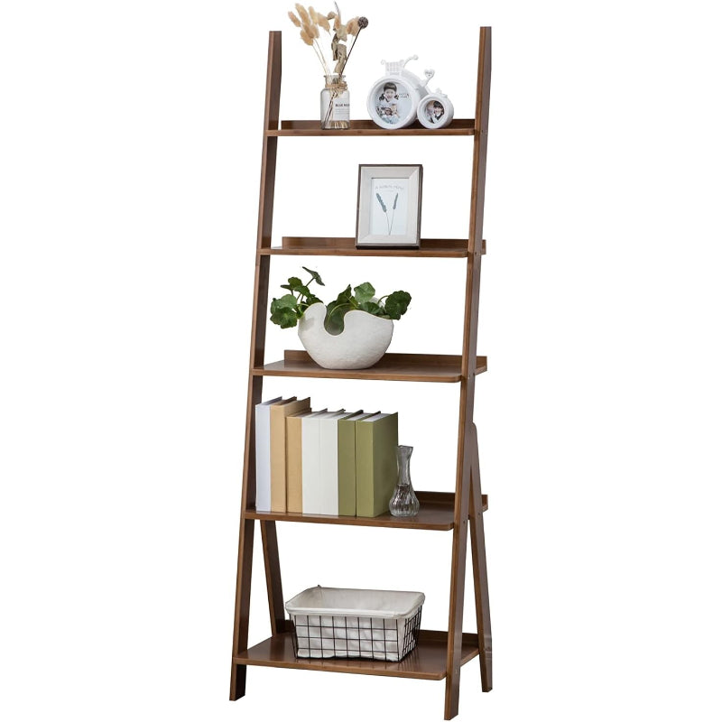 Brown 5-Tier Ladder Bookshelf