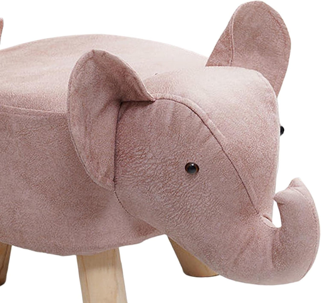 Pink Elephant Storage Wood Foot Stool Ottoman
