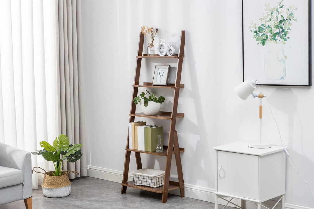 Brown 5-Tier Ladder Bookshelf