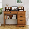 Brown Wood Drawer Monitor‑Stand Writing Desk