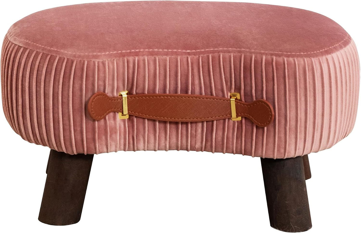 Pink Velvet Curved Padded Foot Stool
