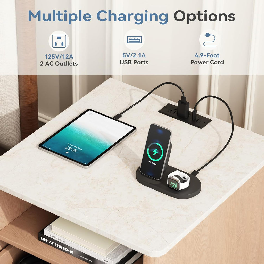 2-Pack Fluted Charging Nightstands