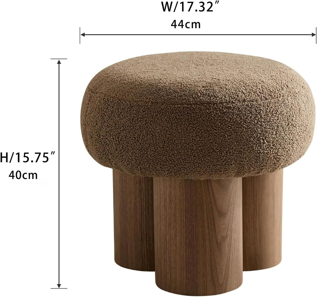 Brown Teddy Round Non‑Skid Foot Stool Ottoman