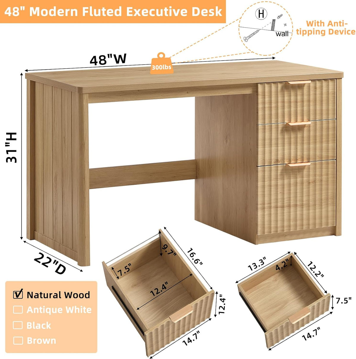 Drawers Cabinet Storage Office Computer Desk