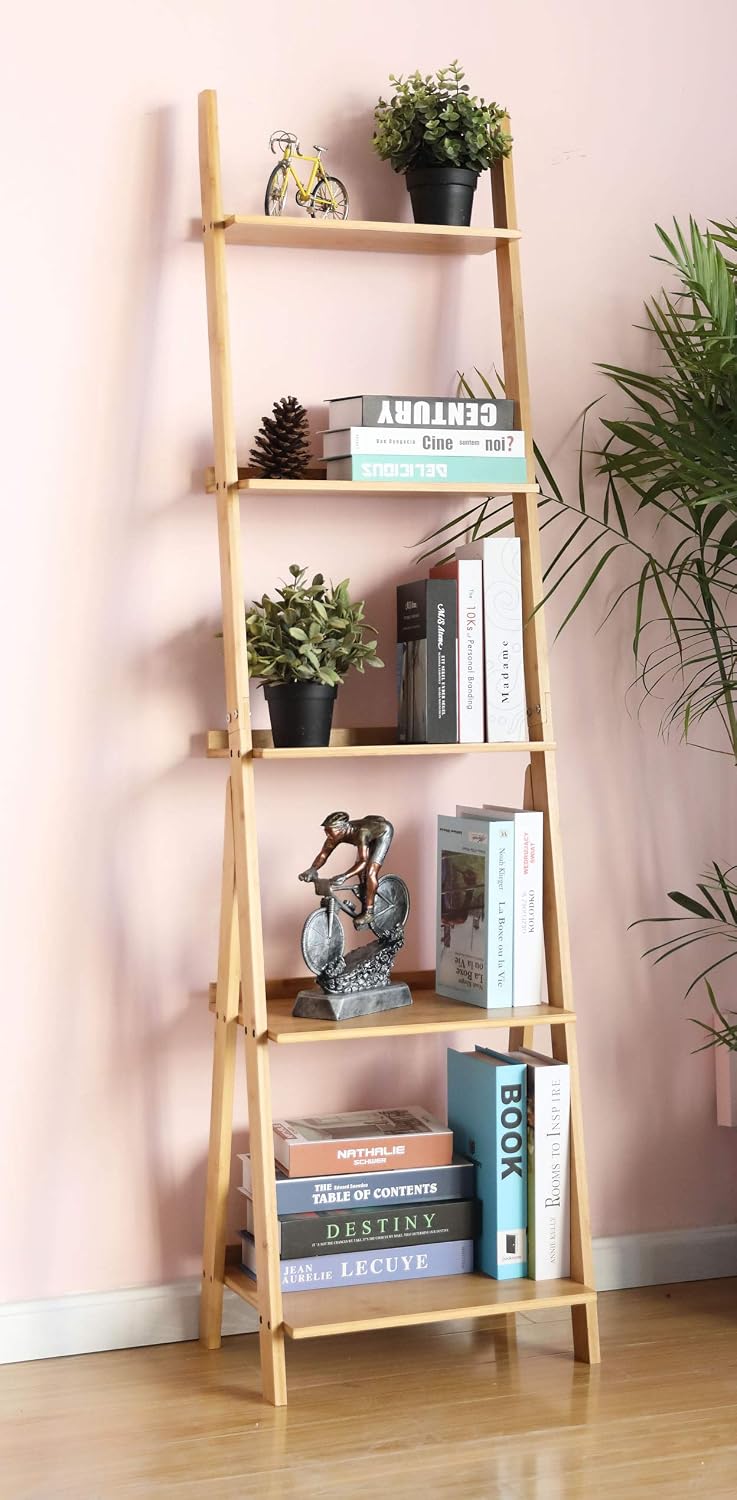Corner 5-Tier Ladder Bookshelf