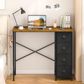 Rustic Brown Fabric‑Drawer Compact Writing Desk