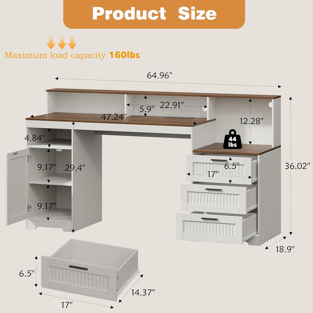 LED Drawer Printer‑Stand Computer Office Desk