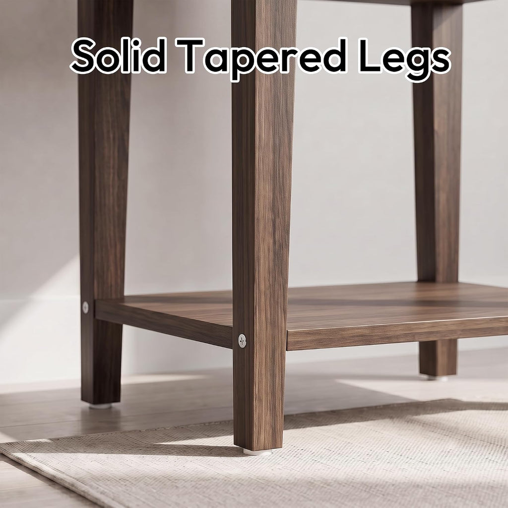Dark Walnut Fluted Small Nightstand