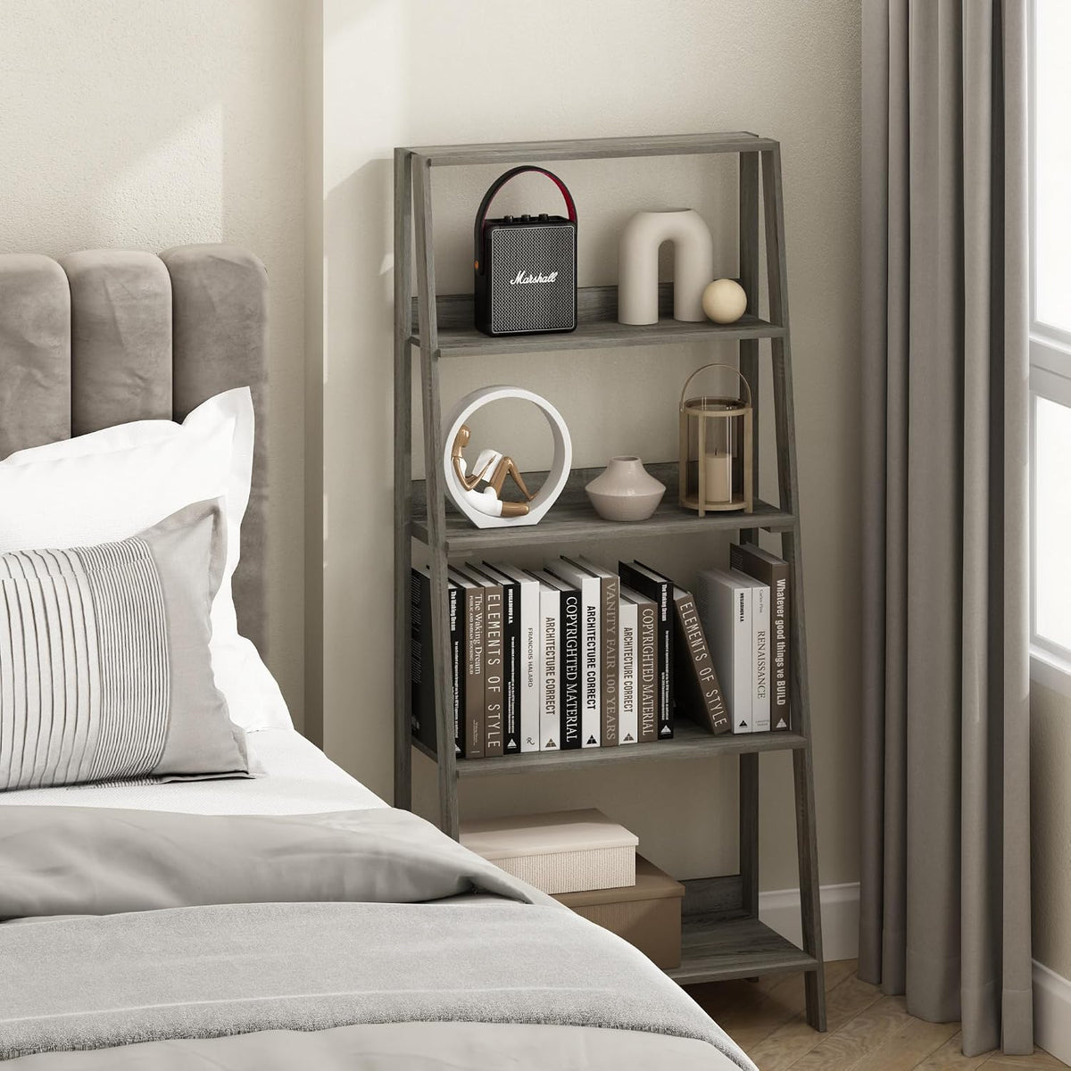 Grey Oak 5-Tier Ladder Shelf