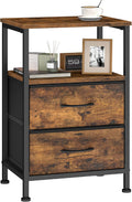 Fabric Drawer Open Shelf Nightstand End Table
