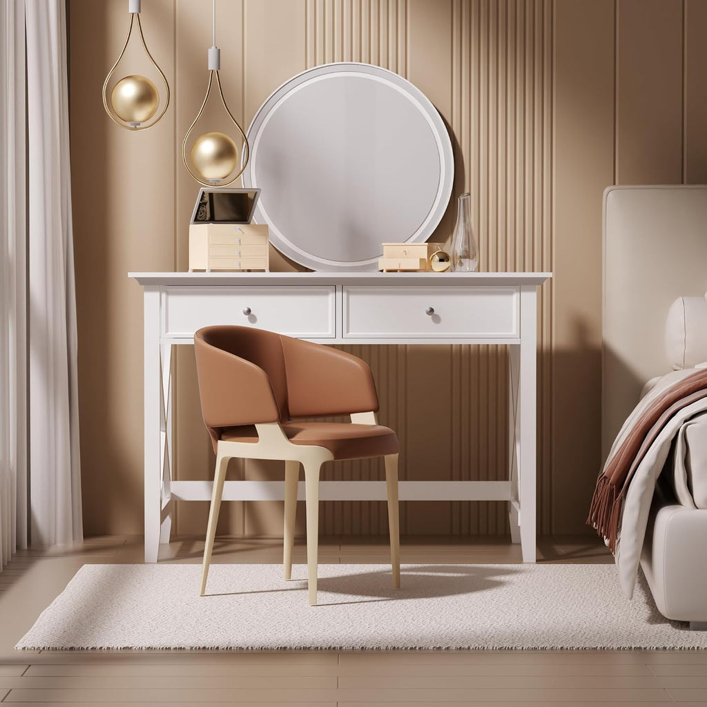 White Drawer Storage Modern Writing Vanity Desk