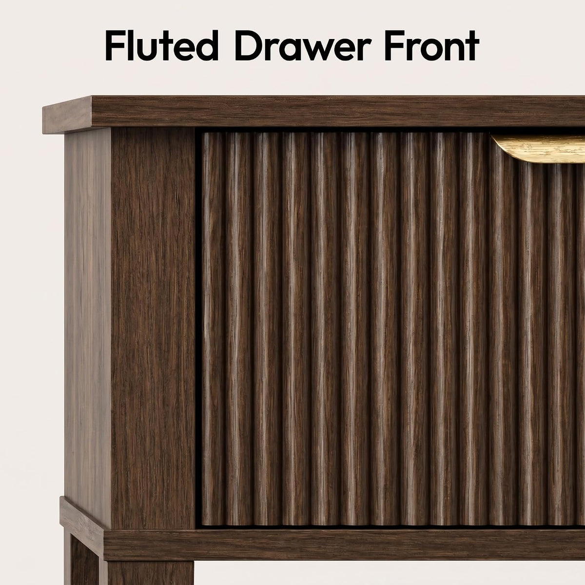 Dark Walnut Fluted Small Nightstand