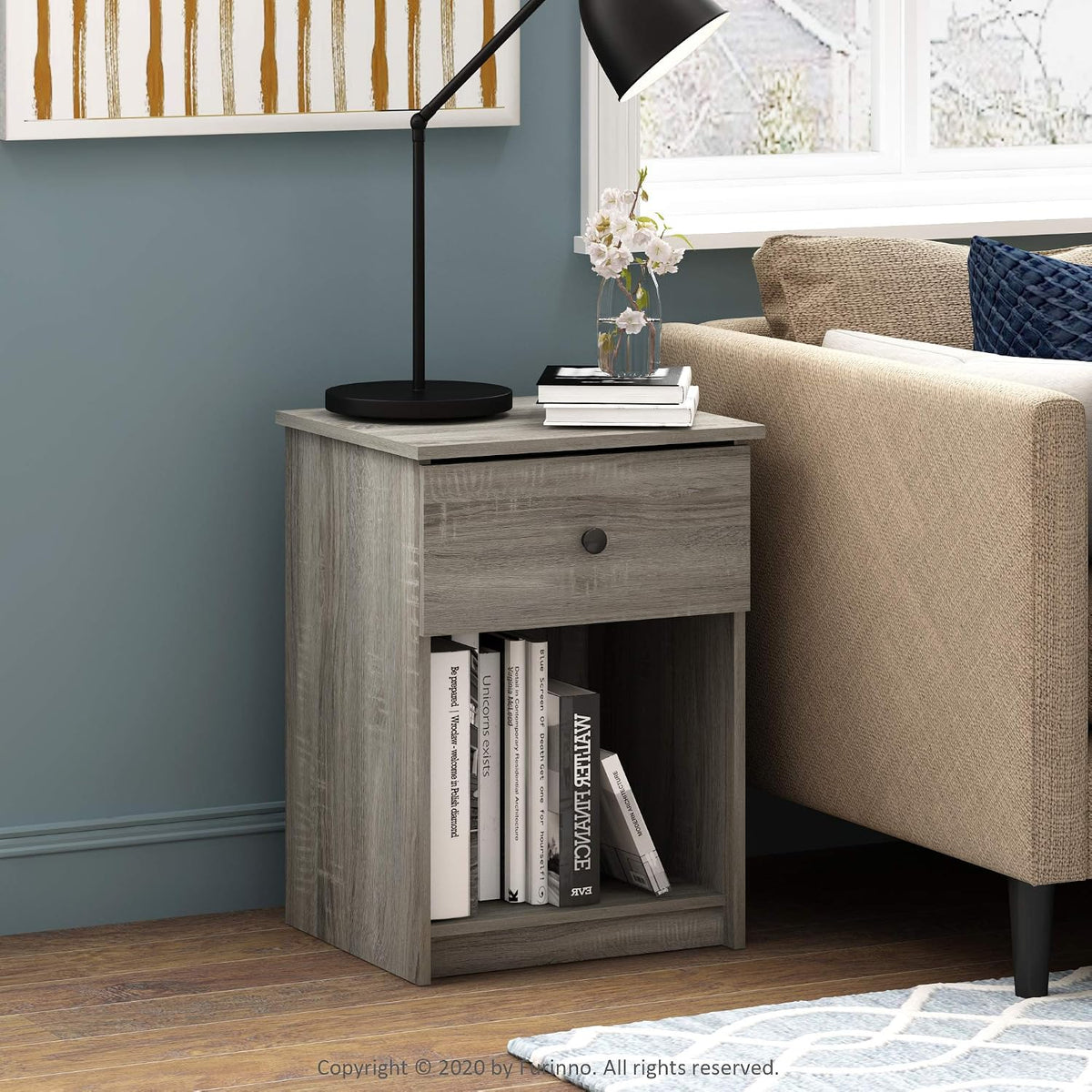 French Oak Grey Nightstand