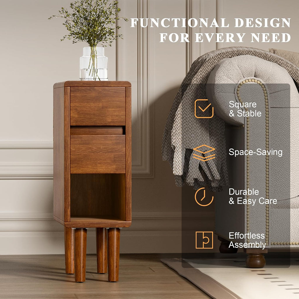 2-Drawer Narrow Nightstand