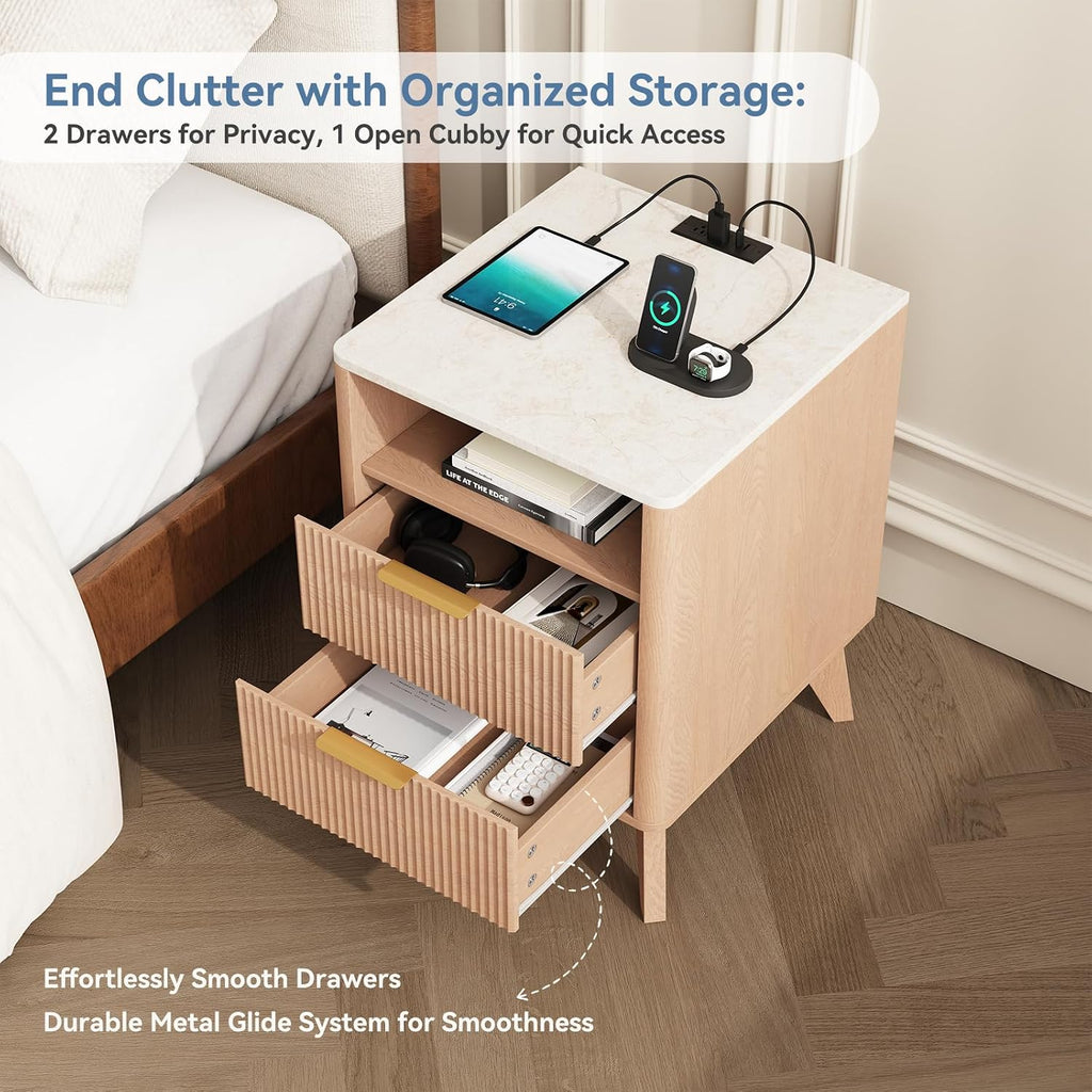 2-Pack Fluted Charging Nightstands