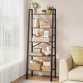 Rustic Brown 5-Tier Ladder Bookshelf