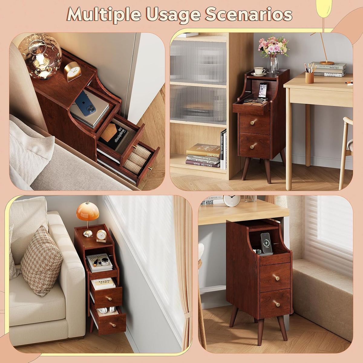 Vintage Cherry Slim Nightstand
