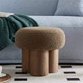 Brown Teddy Round Non‑Skid Foot Stool Ottoman