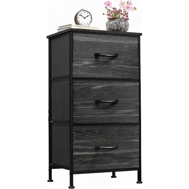 Black 3-Drawer Nightstand