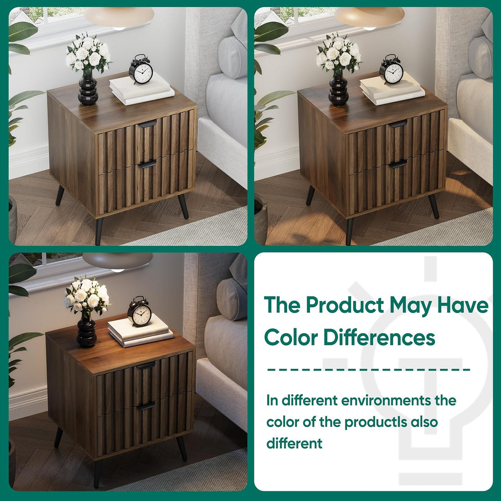 Walnut 2-Drawer Nightstand