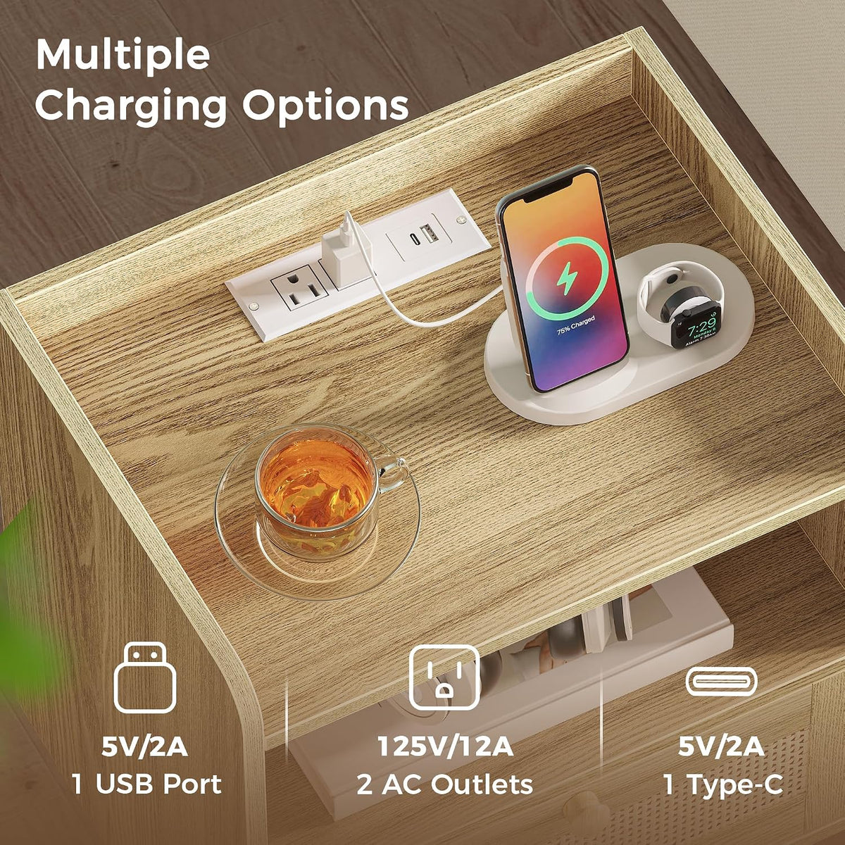 Natural 2-Pack Nightstands