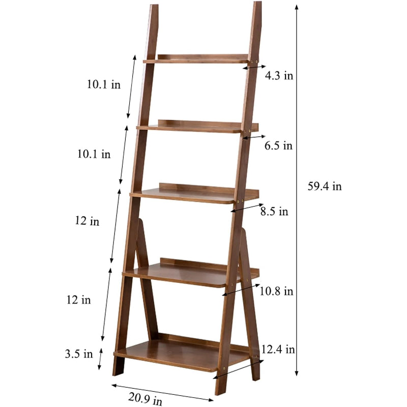 Brown 5-Tier Ladder Bookshelf