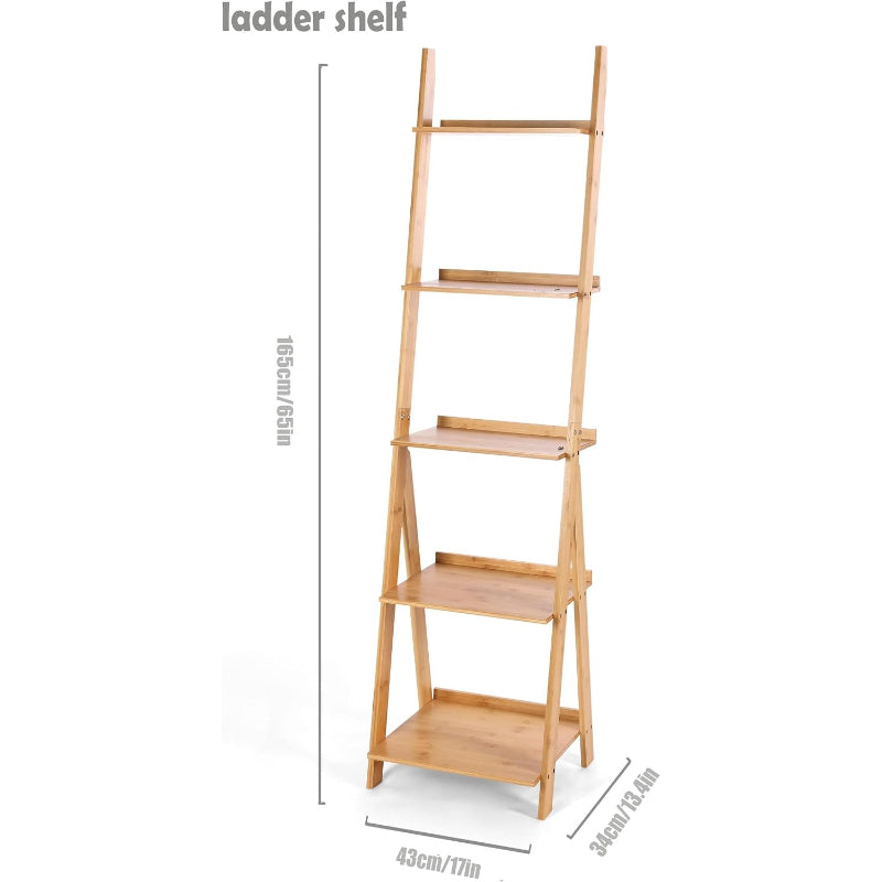 Corner 5-Tier Ladder Bookshelf