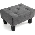 Gray Linen Legged Rectangle Foot Stool Ottoman