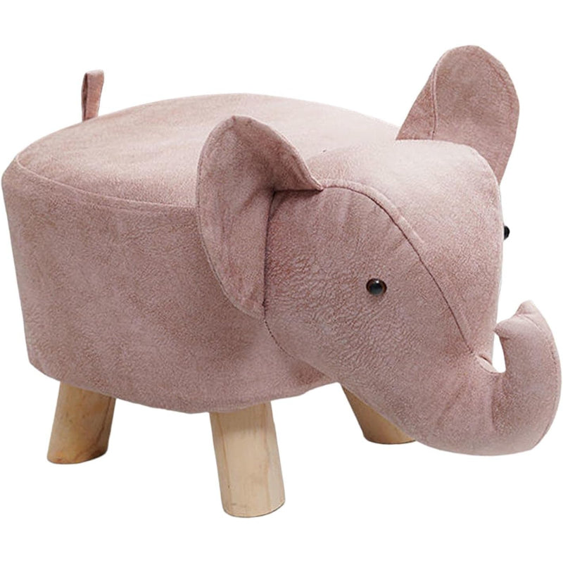Pink Elephant Storage Wood Foot Stool Ottoman