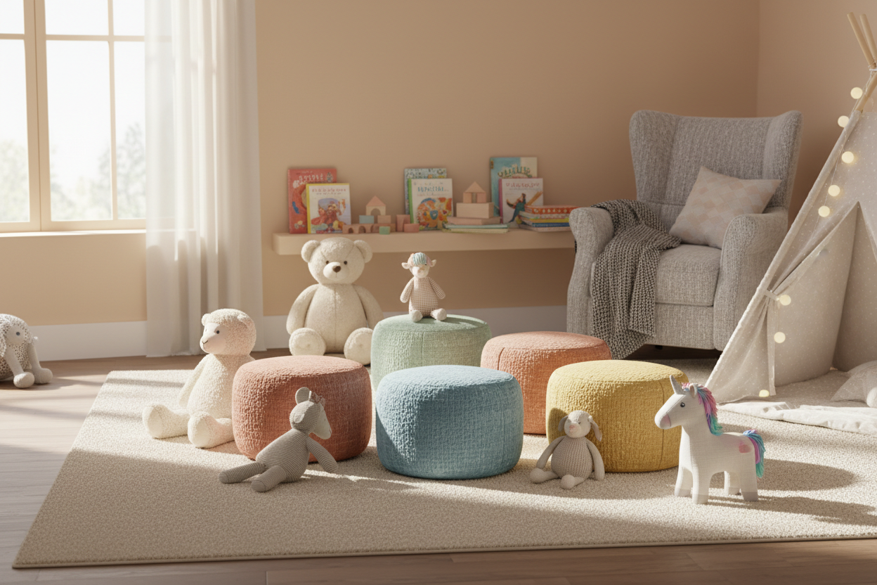 Fabric Playroom Stools